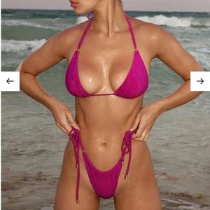Monday Swimwear Hanalei Top & Bottom in Fuchsia Berry Shimmer
